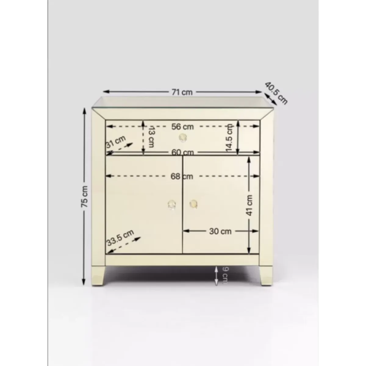 Clearance Kommode Luxury Champagne 2-Turig 1 Schub Kommoden & Sideboards