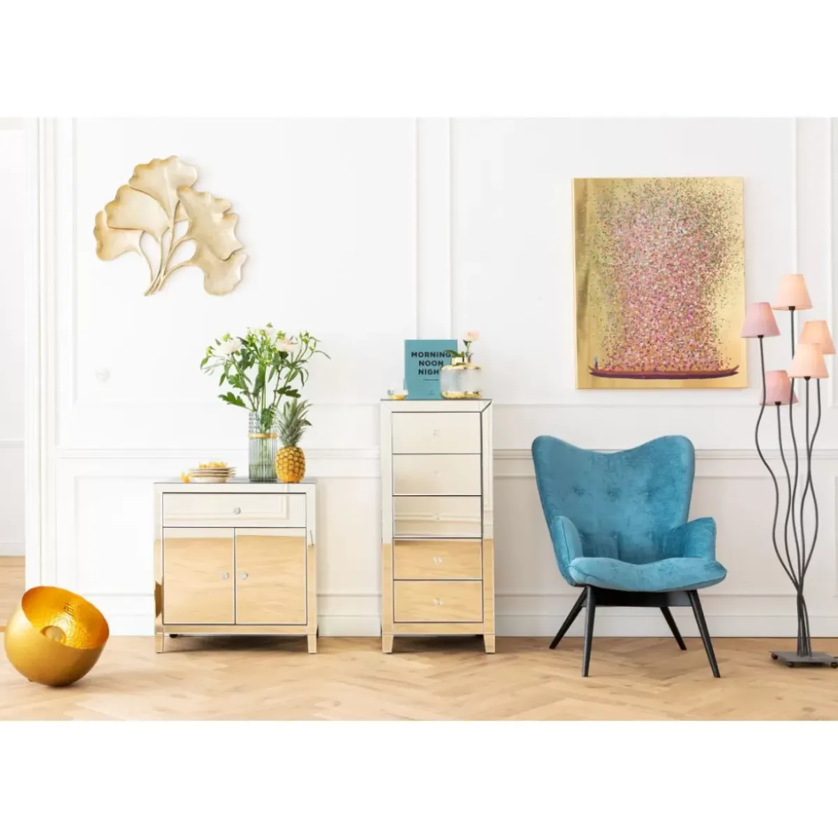 Clearance Kommode Luxury Champagne 2-Turig 1 Schub Kommoden & Sideboards