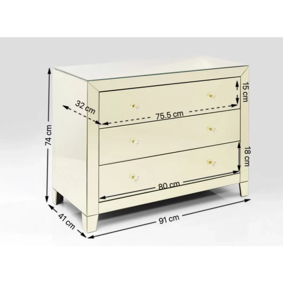 Hot Kommode Luxury Champagne 3 Schube Kommoden & Sideboards