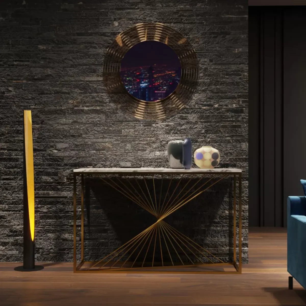 Discount Konsole Laser Gold 120X40 Kommoden & Sideboards