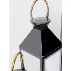 Discount Laterne Giardino Schwarz Gold (4/Set) Kerzenständer & Laternen