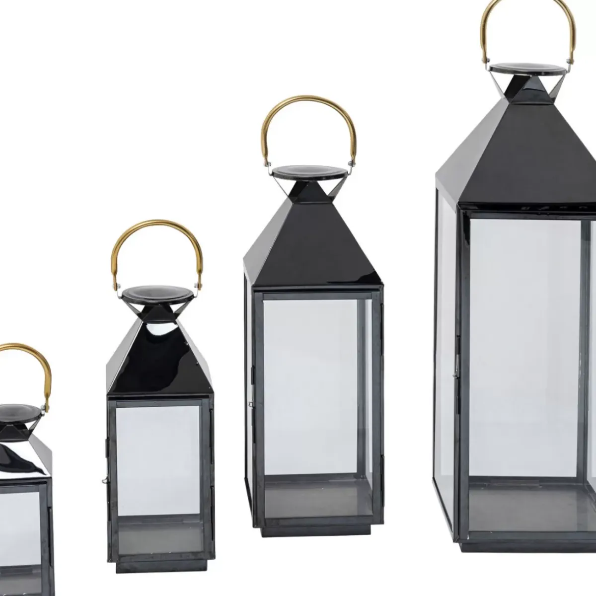 Discount Laterne Giardino Schwarz Gold (4/Set) Kerzenständer & Laternen