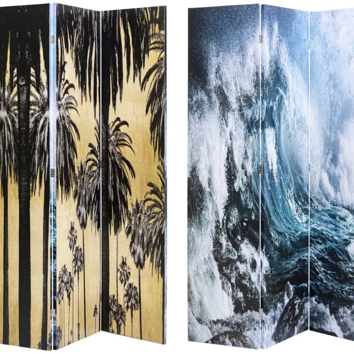 Clearance Paravent Triptychon Wave Vs Palms 120X180Cm Paravents