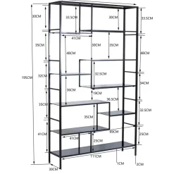 Regal Loft Schwarz 195X115 Regale