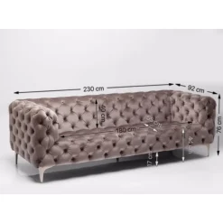 Clearance Sofa Look 3-Sitzer Velvet Grau Sofas & Couches