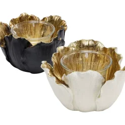 Clearance Teelichthalter Flower Bloom Schwarz Gold O10 Deko & Geschenkartikel