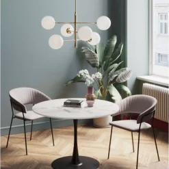 Tisch Schickeria Marmor Weis Schwarz O110Cm Tische