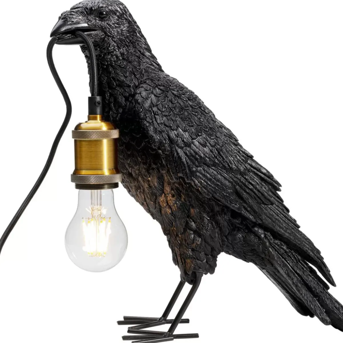 Outlet Tischleuchte Animal Crow Matt Schwarz Tischleuchten