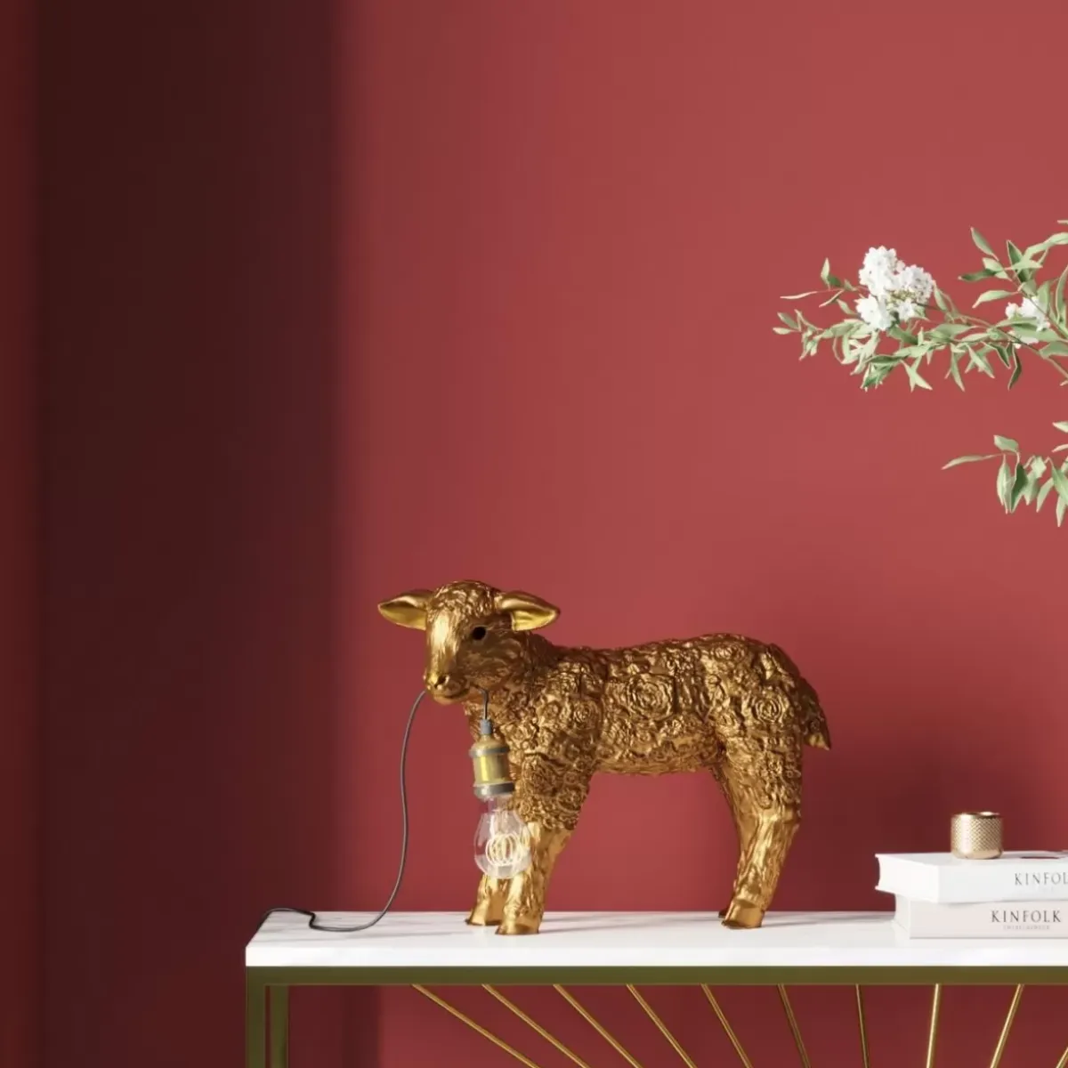 Discount Tischleuchte Animal Flower Sheep Gold 36Cm Tischleuchten
