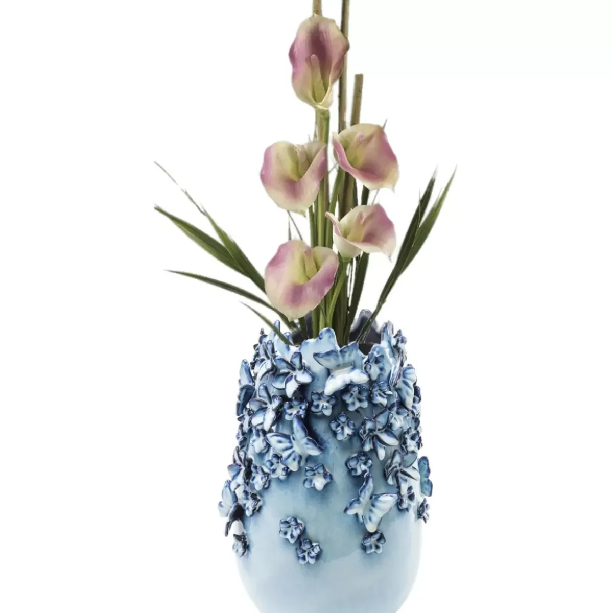 Sale Vase Butterflies Lightblue 35Cm Vasen